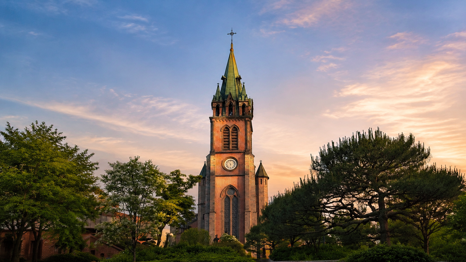 Church tower representing religion in South Korea and changing faith trends